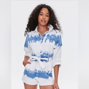 Forever 21 Bleach Dye Denim Romper
